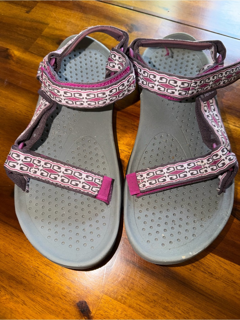 Teva Women's Gray and Pink Adjustable Strappy Sandals
